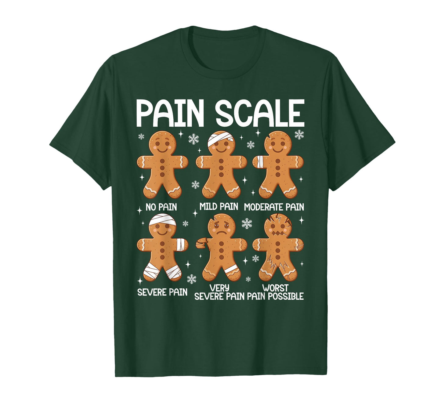 Nurse Christmas Pain Scale Assessment RN ER Gingerbread Man T-Shirt