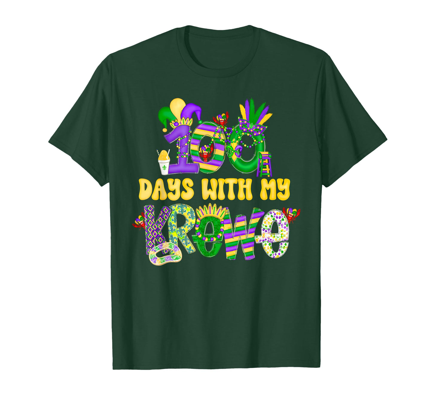 Groovy 100 Days with My-Krewe Mardi Gras Teacher Students T-Shirt