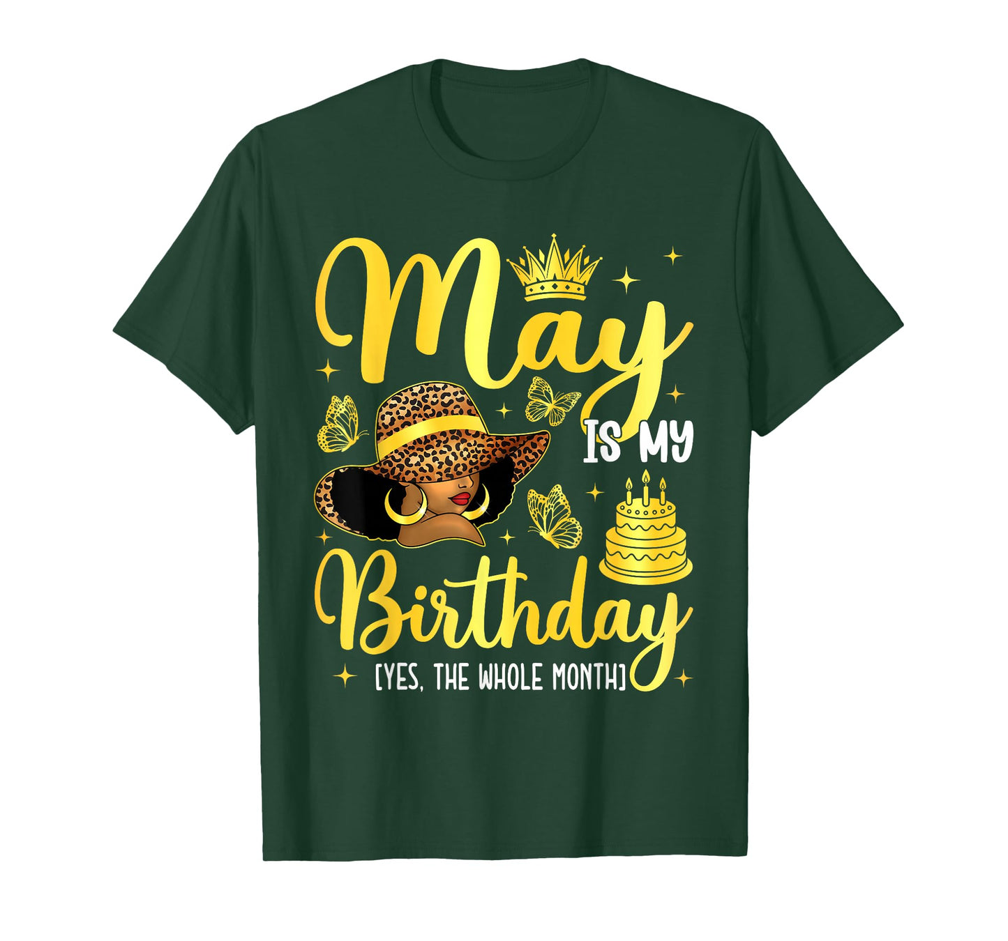 May Black Girl It's My Birthday Afro Woman Bday Month T-Shirt