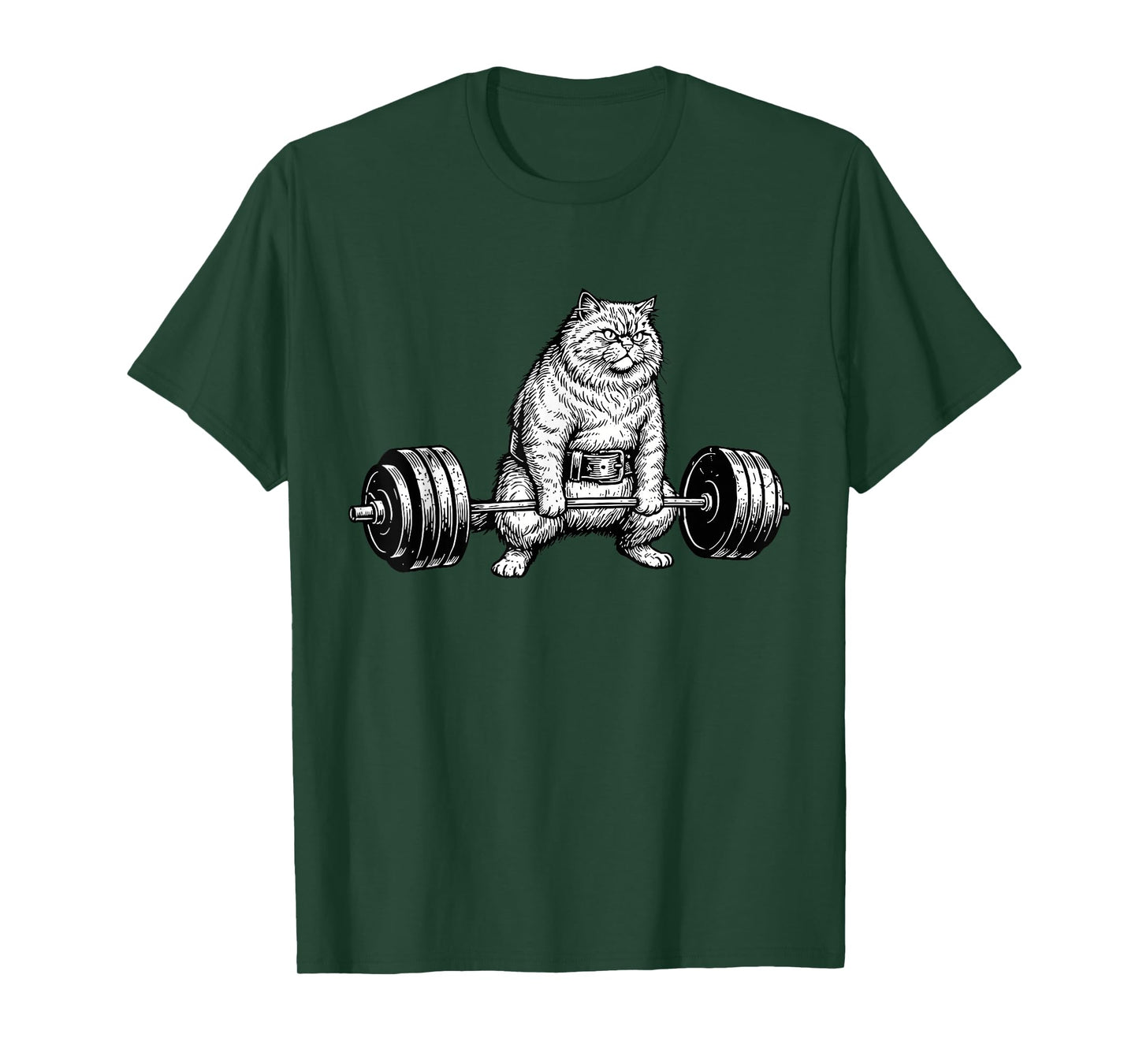 Retro Cat Deadlift Powerlifting Funny Gym Weight Lifting T-Shirt