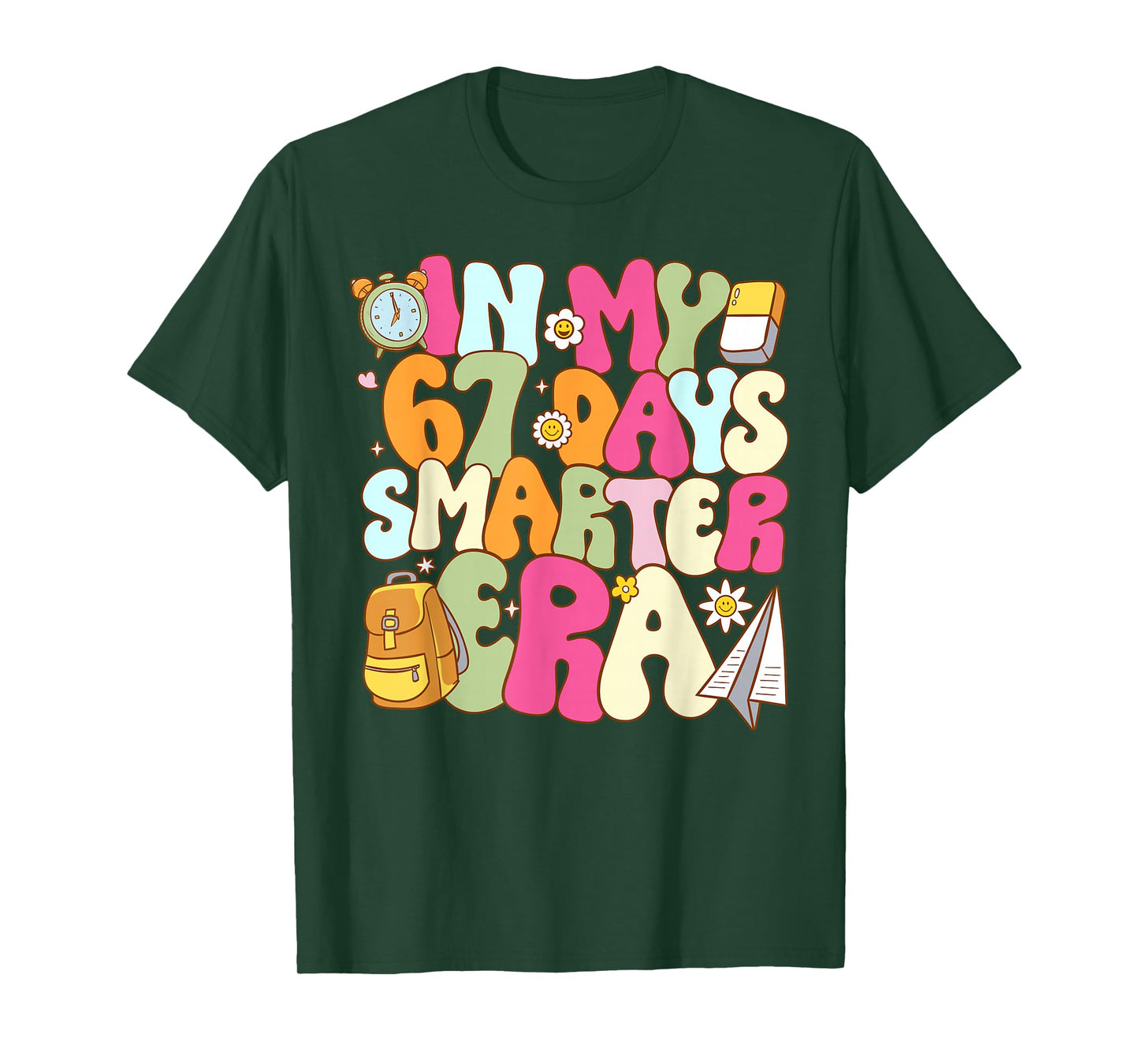 in My 67 Days Smarter Era Groovy 67th Day of School Teacher T-Shirt