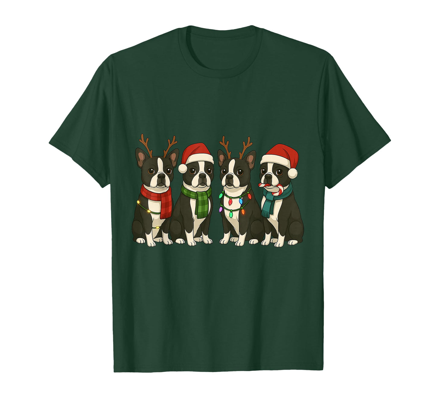 Boston Terrier Santa Hat Tee Dog Merry Christmas T-Shirt