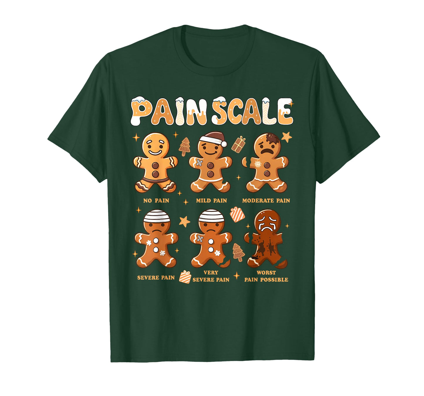Pain Scale Funny Gingerbread Man Christmas Nurse Holiday T-Shirt