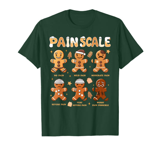 Pain Scale Funny Gingerbread Man Christmas Nurse Holiday T-Shirt