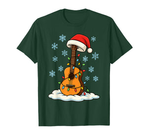 Fun Christmas Lights Wrapped On Acoustic Guitar Music Lover T-Shirt