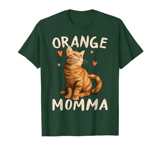 Orange Momma Orange Cat Mom Tabby Cat Heart T-Shirt