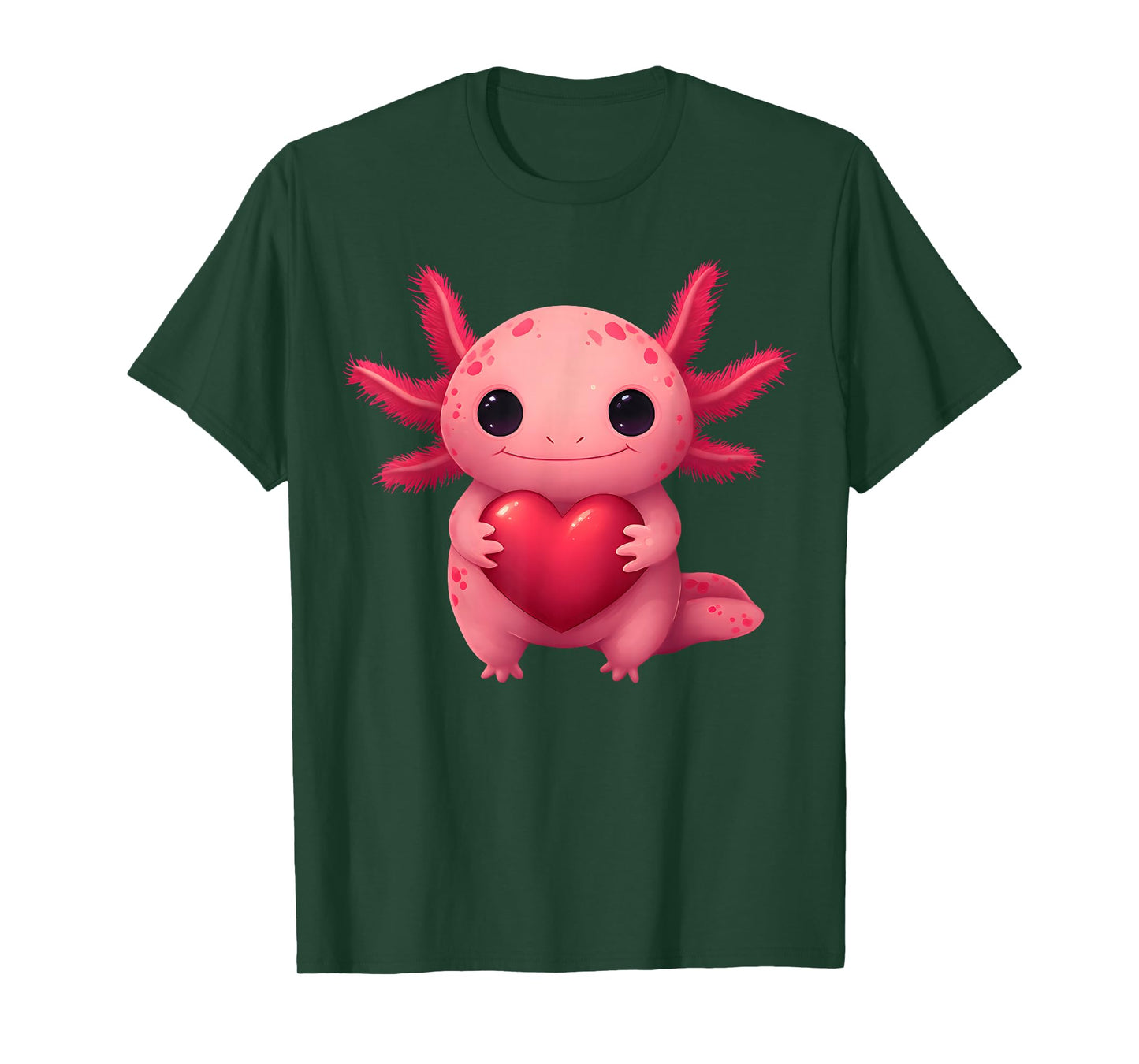 Valentine Cute Pink Axolotl Lovers Heart Girl Women Kid T-Shirt