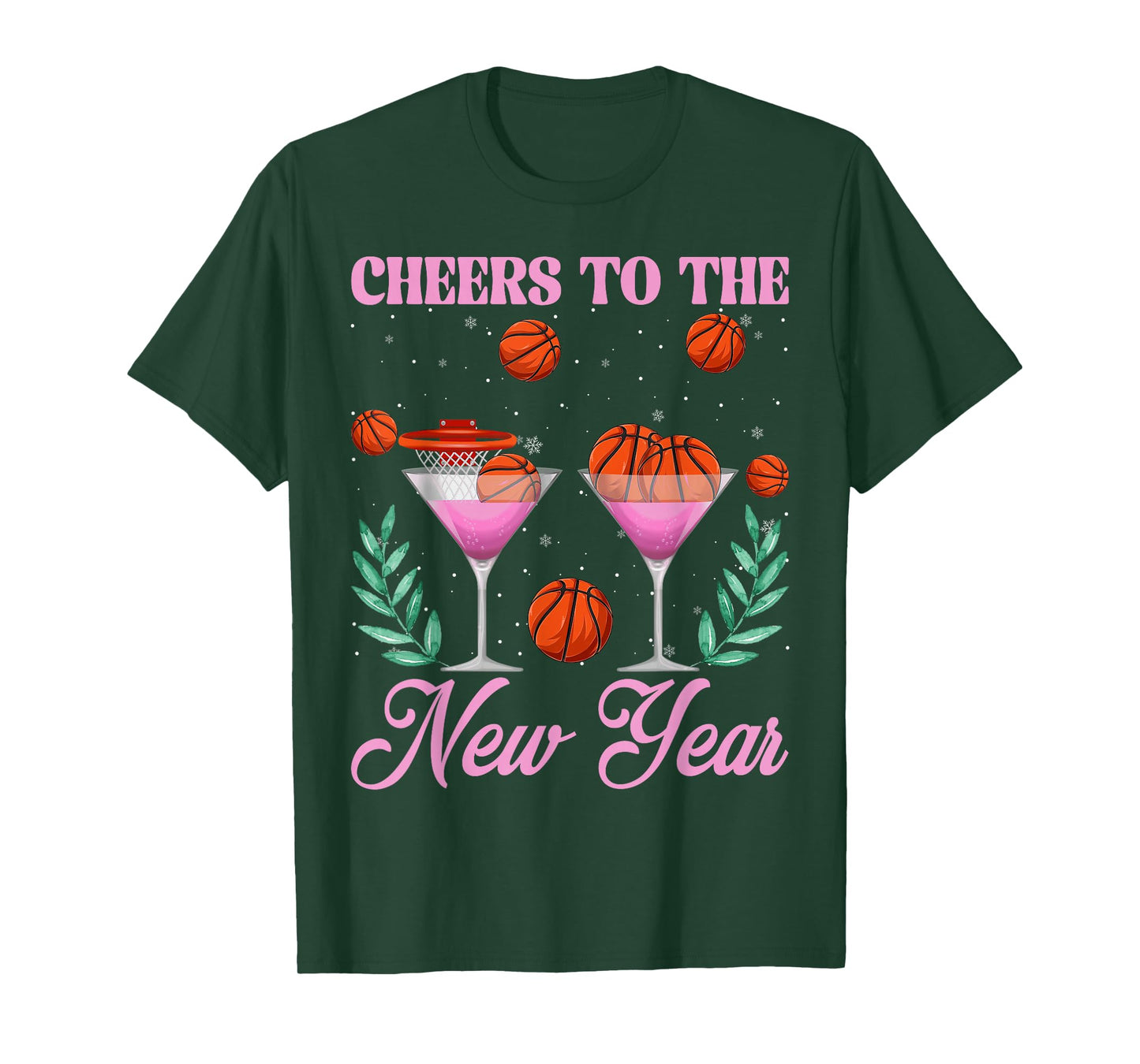 Cheers to The New Year Champagne Glass & Basketball NYE 2026 T-Shirt