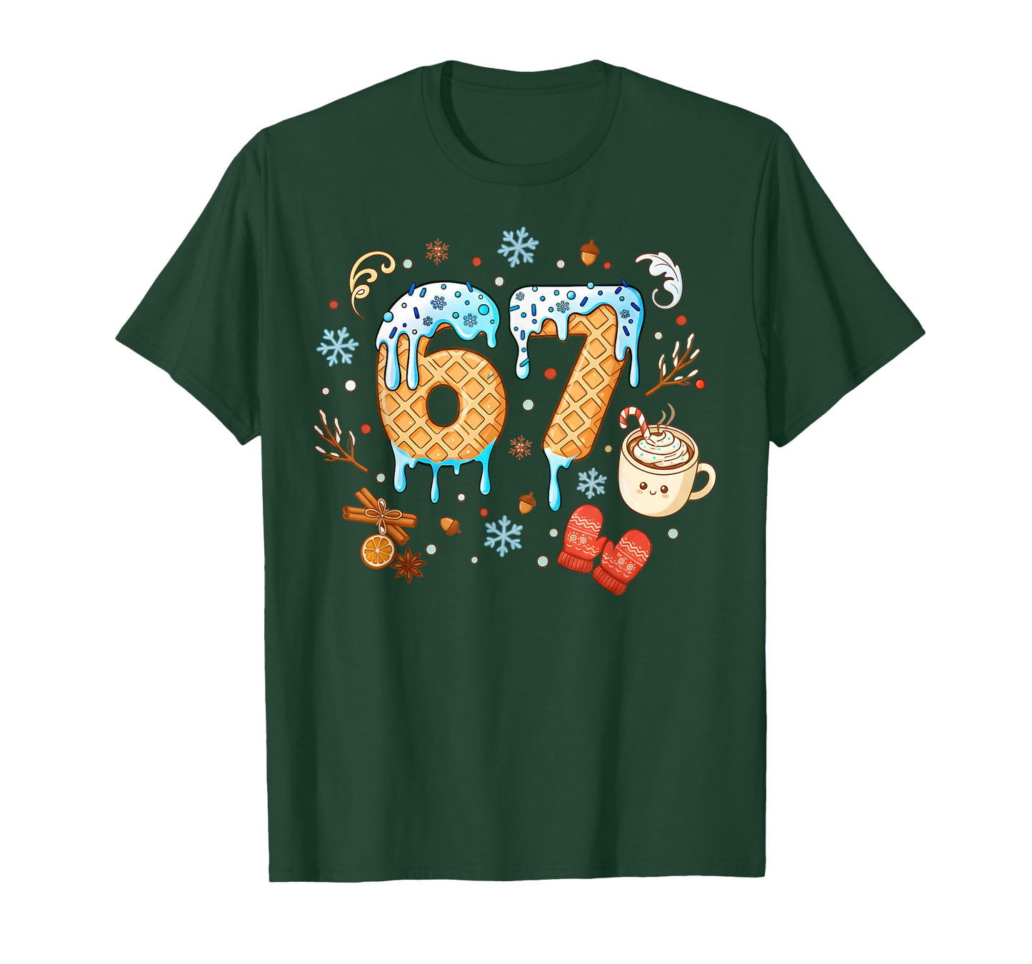Melting Snow 67 Meme Ice Cream Drip Snowflakes Xmas Coffee T-Shirt