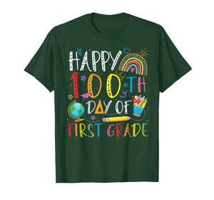 Happy 100th Day of 1st Grade Kids Teacher 100 Days Rainbow T-Shirt
