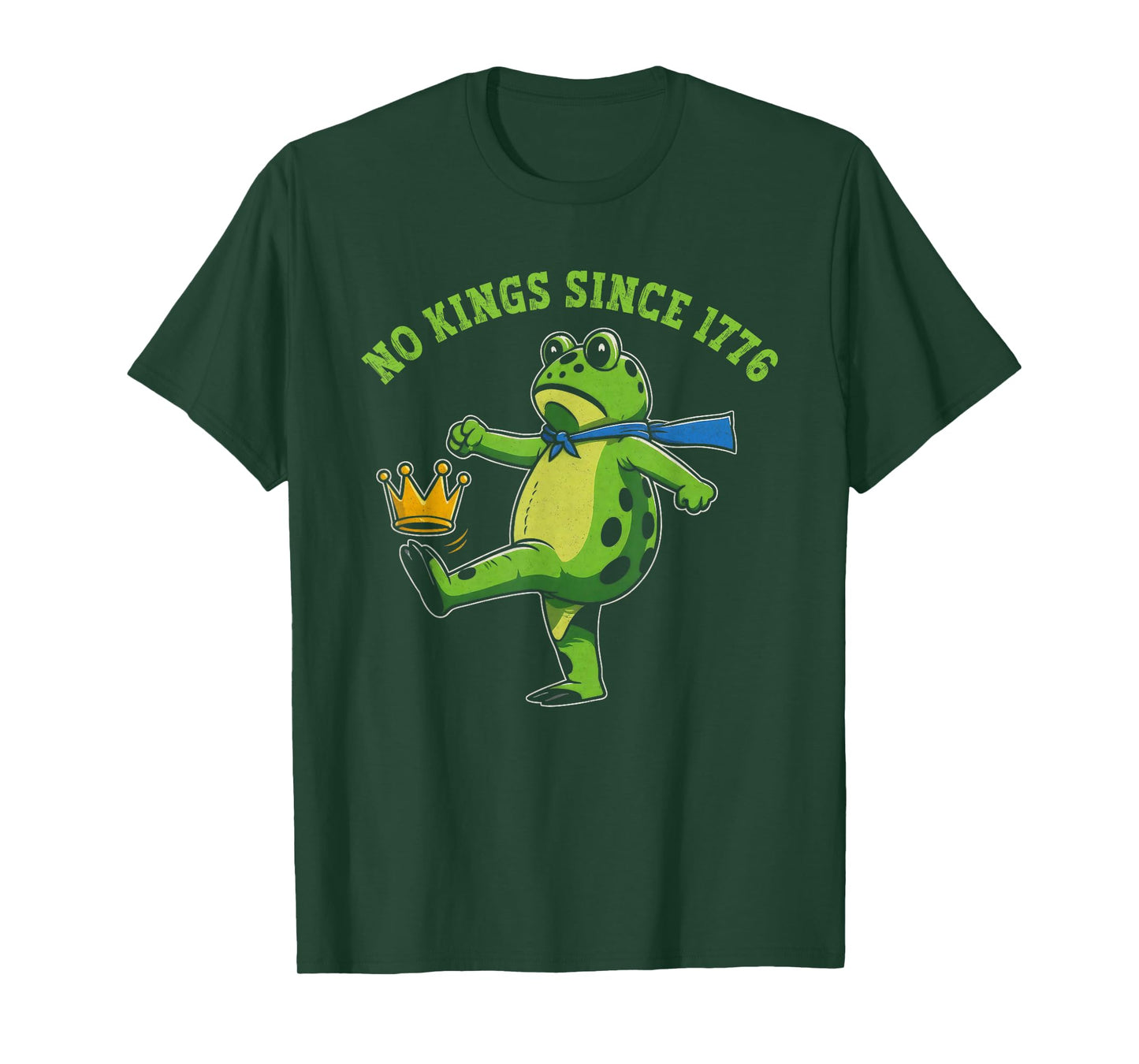 No Kings Since 1776 Portland Frog Kicking Crown Retro T-Shirt