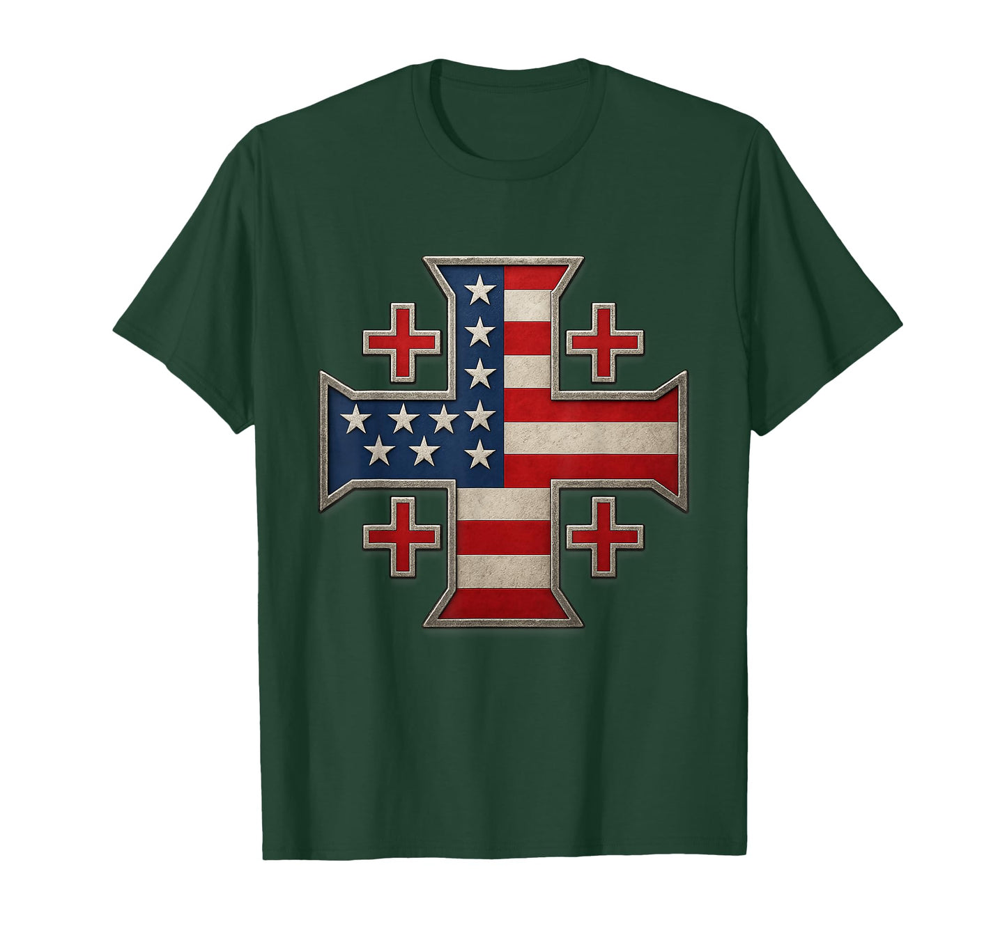 USA Flag Jerusalem Cross - Kingdom of Jerusalem T-Shirt