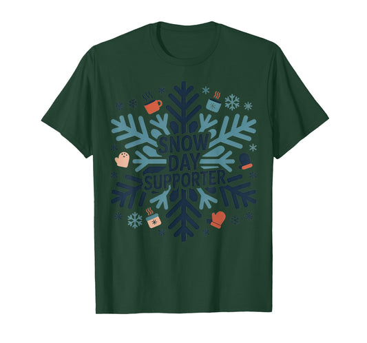 Snow Day Supporter Snowflake Funny Teacher Student Pajamas T-Shirt