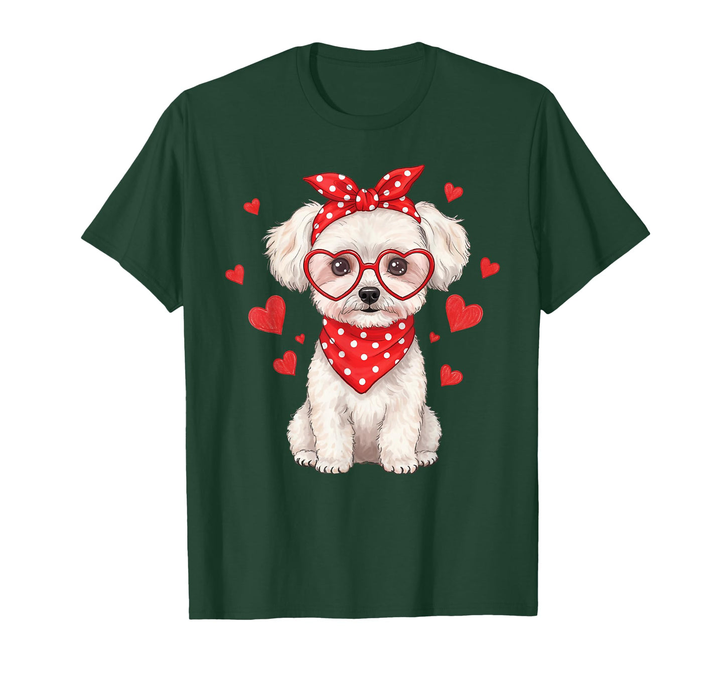 Bichon Frise Dog Valentines Day Cute Heart Glasses Dog Lover T-Shirt