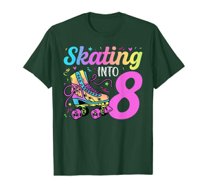 8th Roller Skate Birthday 8 Year Old Roller Skating Girl T-Shirt