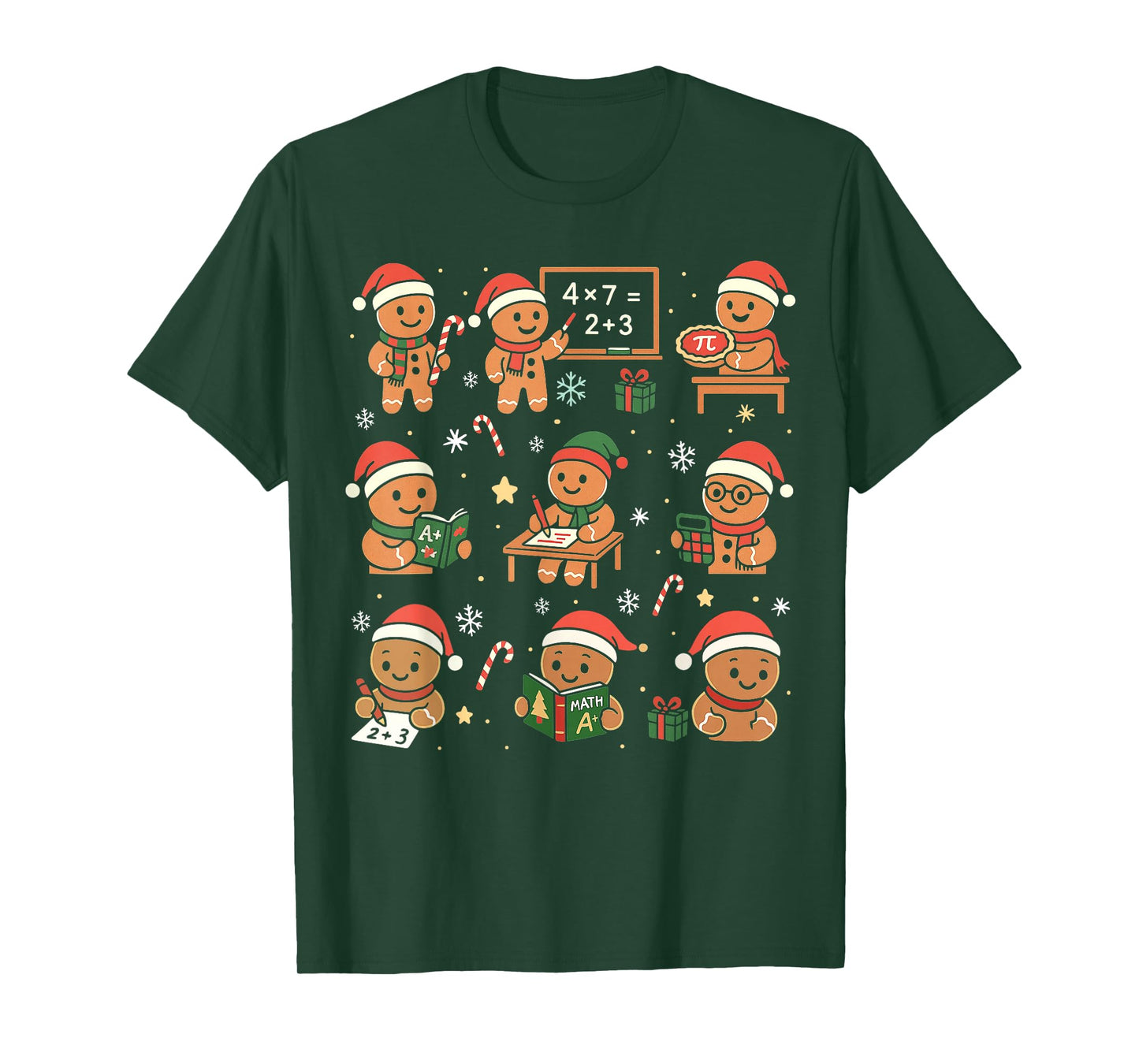 Gingerbread Christmas for Math Teacher Funny Educator Xmas T-Shirt