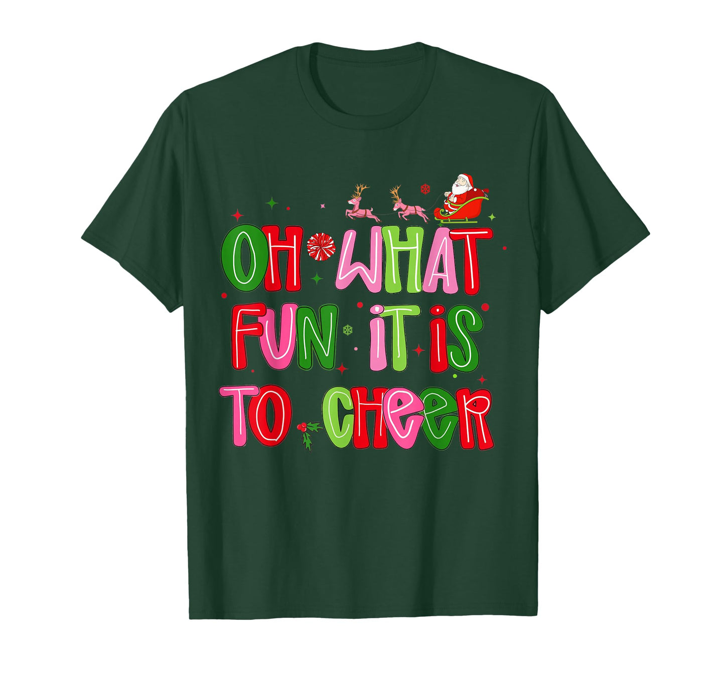 Retro Oh What Fun It is to Cheer Christmas Santa Cheerleader T-Shirt