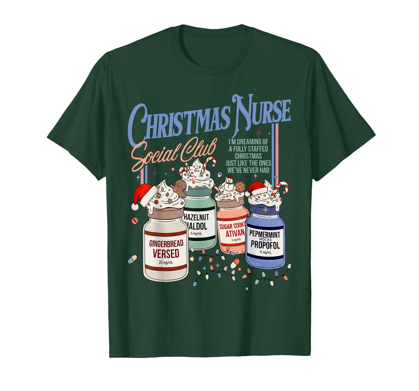 Retro Christmas Nurse Social ICU Nurse Propofol Xmas T-Shirt