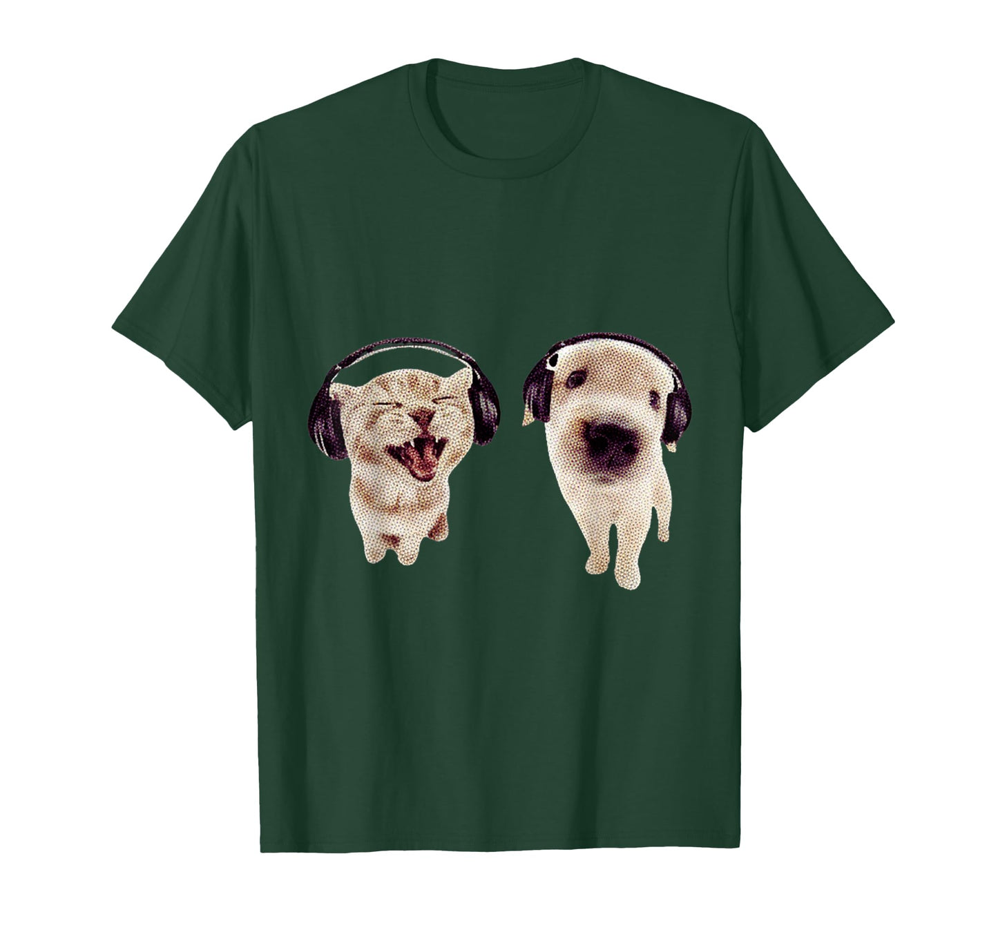 Cute Headphones Cat Dog Funny Y2K Grunge Silly Graphic Gift T-Shirt