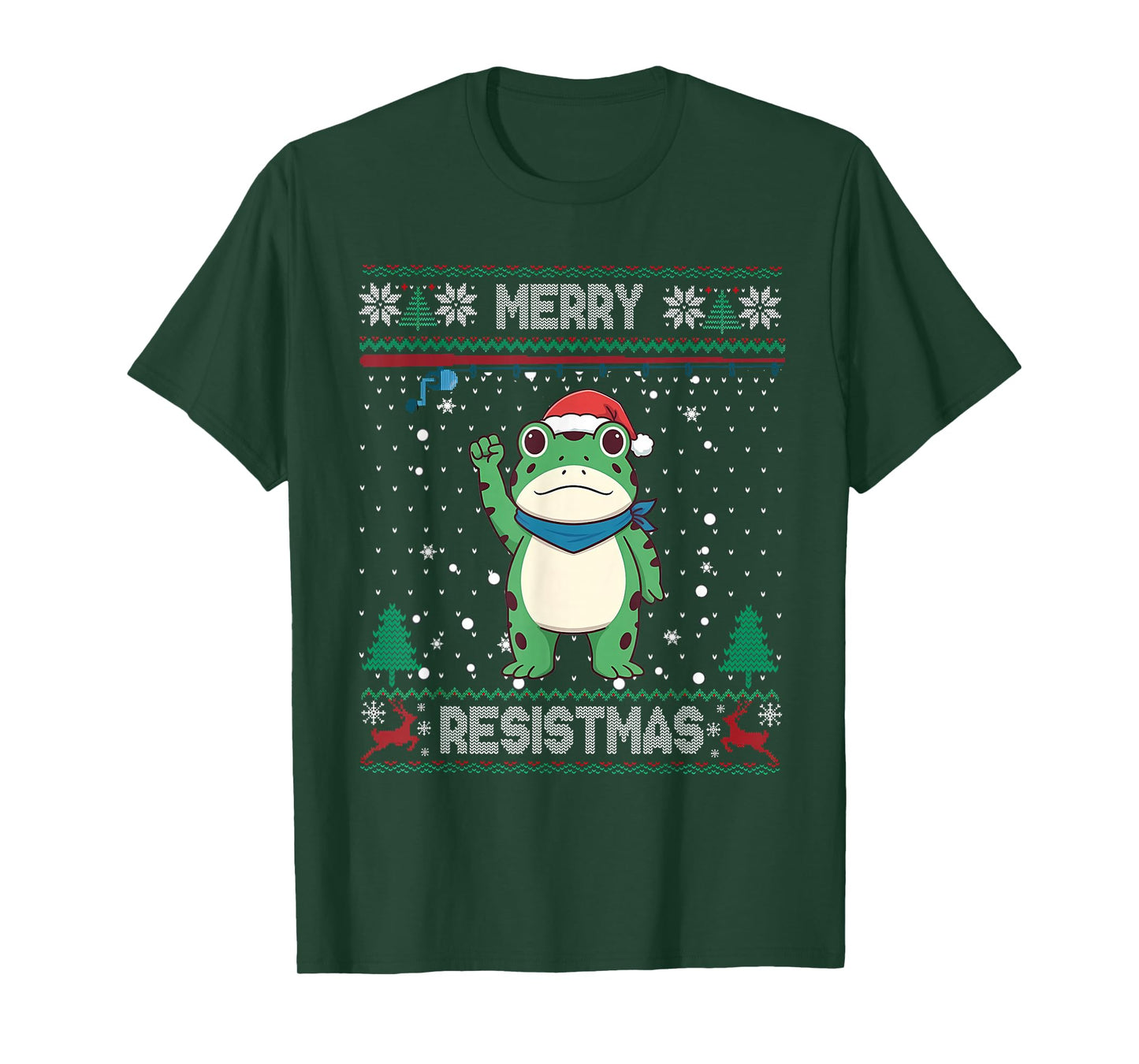 Frog Retro Merry Resistmas Funny Political Christmas T-Shirt