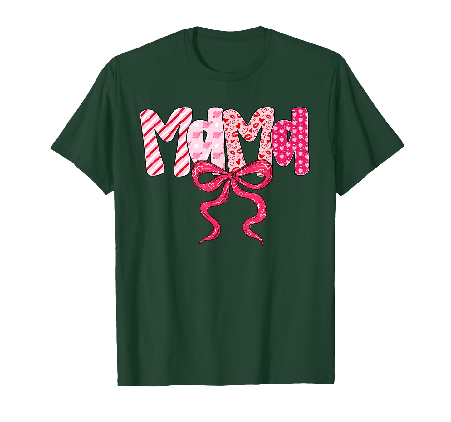 Mama Valentine Pink Coquette Bow Valentine's Day Mom T-Shirt