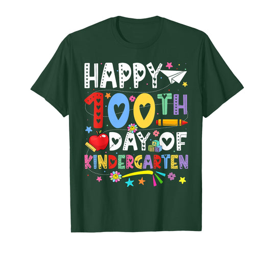 Happy 100th Day of School Teachers 100 Days of Kindergarten T-Shirt