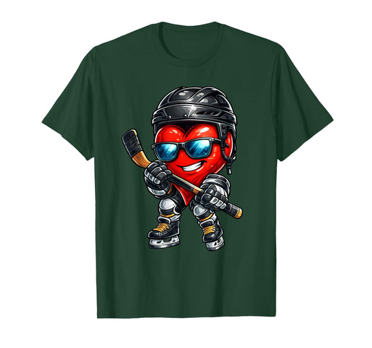 Valentines Day Heart Ice Hockey Goalie Love Hockey Men Boys T-Shirt