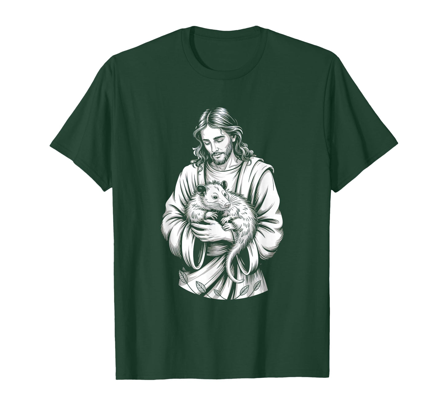 Jesus Holding Opossum Savior Animal Faith Wildlife Devotion T-Shirt