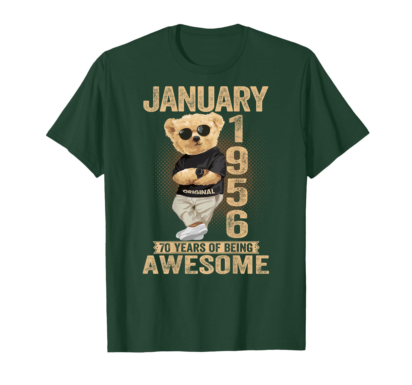 70 Year Old January 1956 Teddy Bear 70th Birthday Men Women T-Shirt