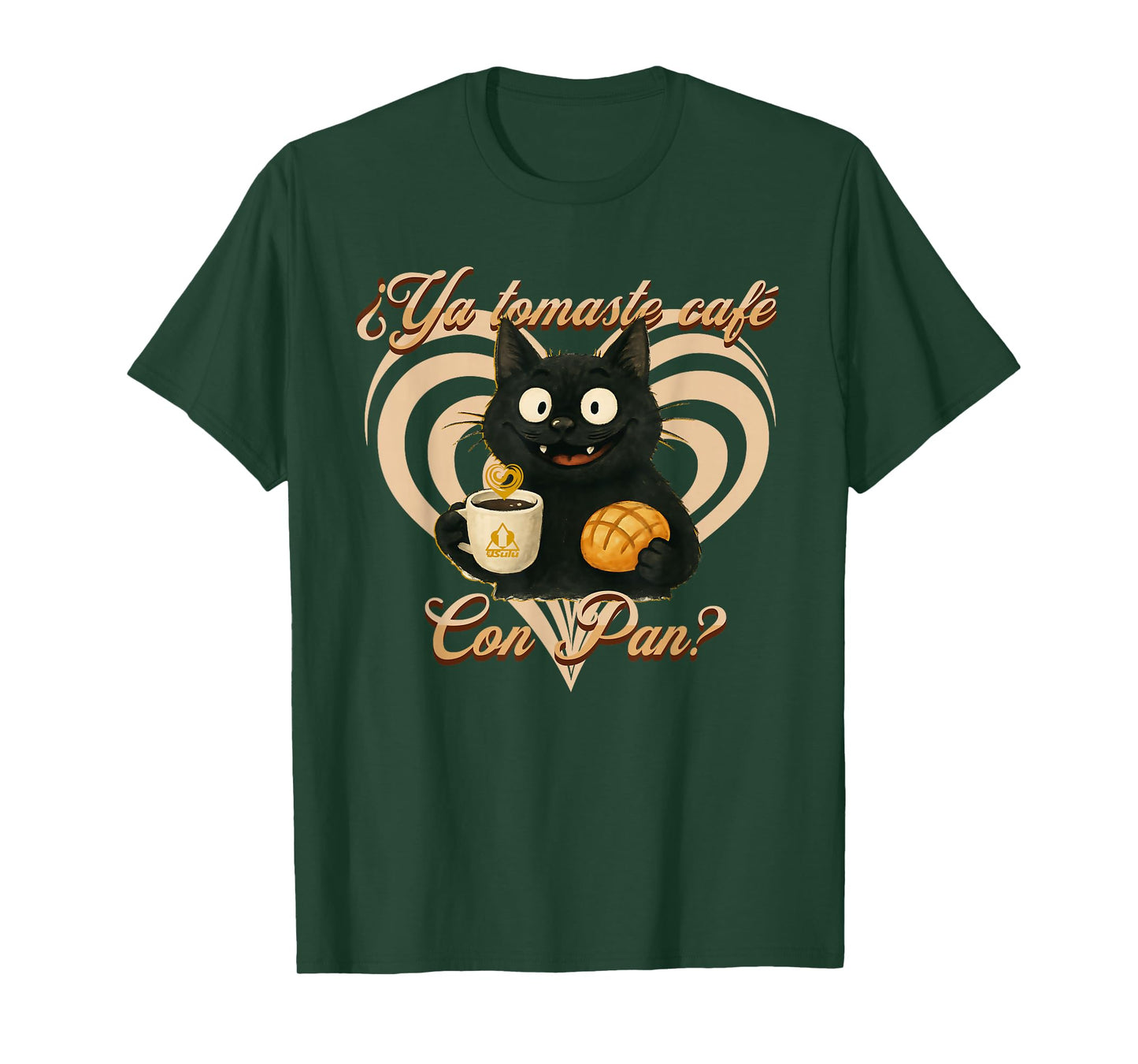 Cat, Coffee, and Sweet Bread. ¿Ya tomaste café con pan? T-Shirt
