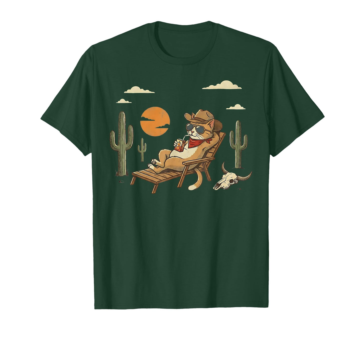 Funny Cowboy Cat Western Country Wild West Retro T-Shirt