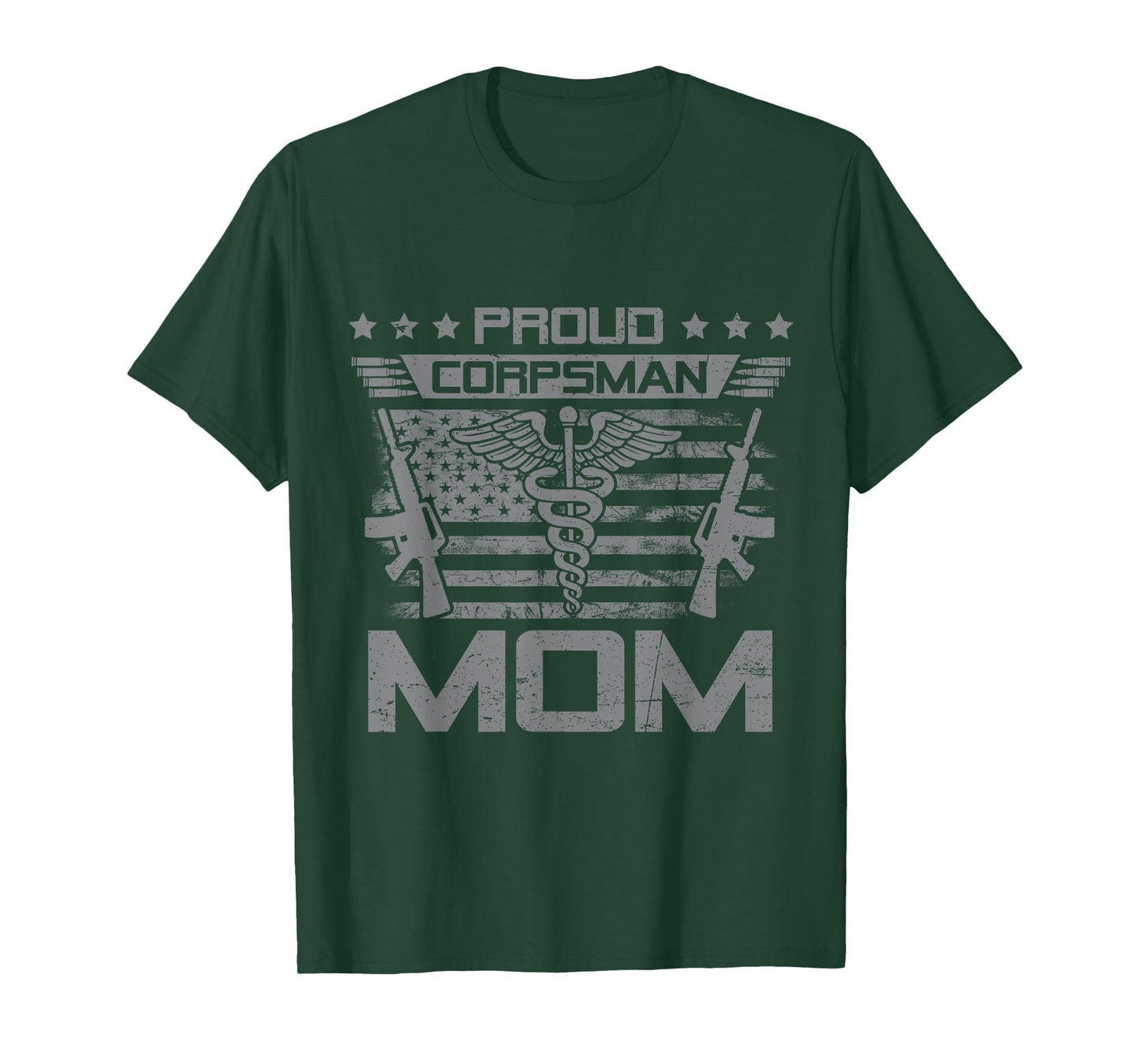 Proud Corpsman Mom Flag USA Family Matching T-Shirt