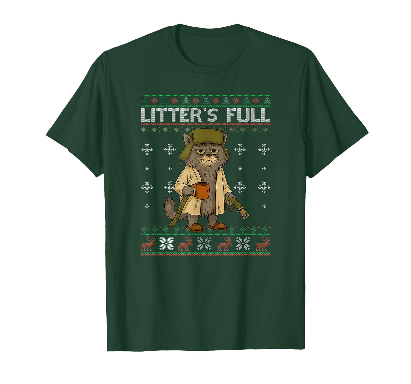 Litter's Full Funny Parody Outfit Sarcastic Christmas Cat T-Shirt