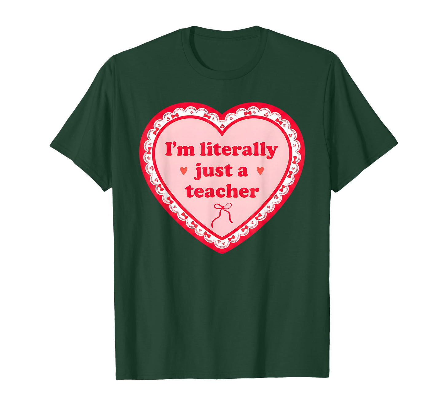 I'm Literally Just A Teacher 100 Day of School Bow Teachers T-Shirt