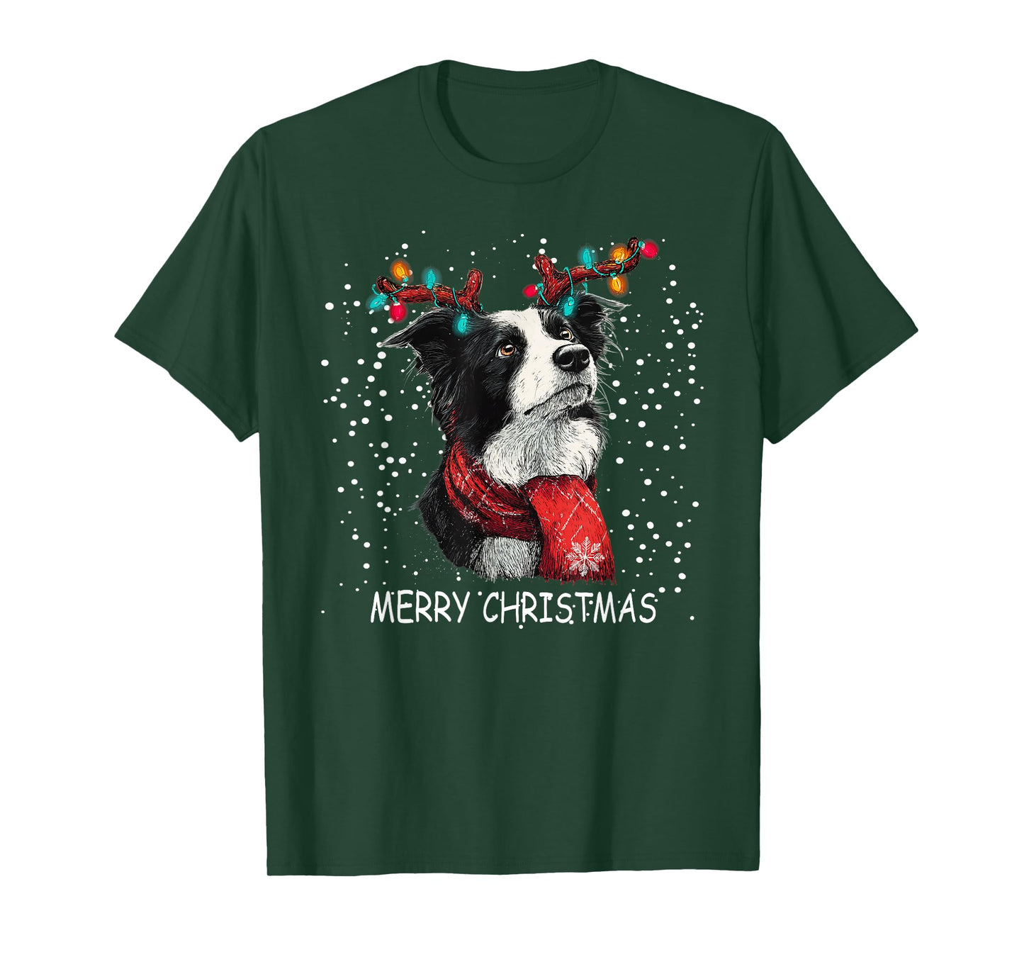 Womens Border Collie Dog Xmas Santa Hat Scarf Christma T-Shirt