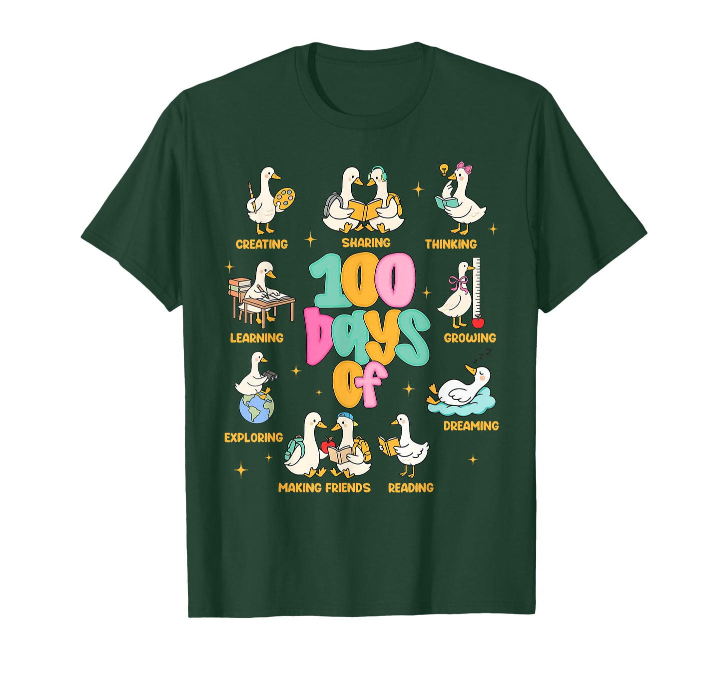 100 Days of School Silly Goose Teacher Men Women 100th Day T-Shirt