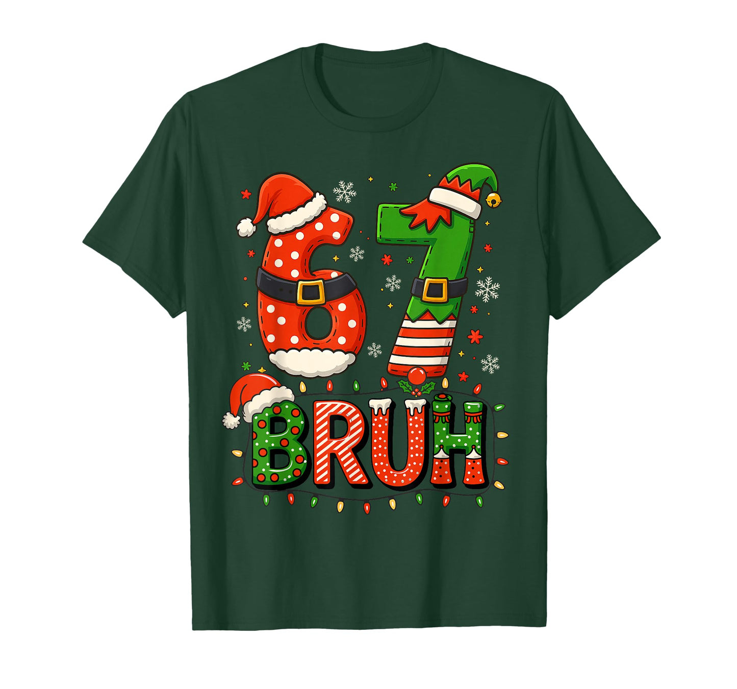 Funny Bruh 67 Christmas Shirt – Santa Elf 6 7 Meme Six Seven T-Shirt