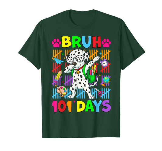 Bruh 100 Days of School Dalmatian Dog Dabbing 100th Day Kids T-Shirt