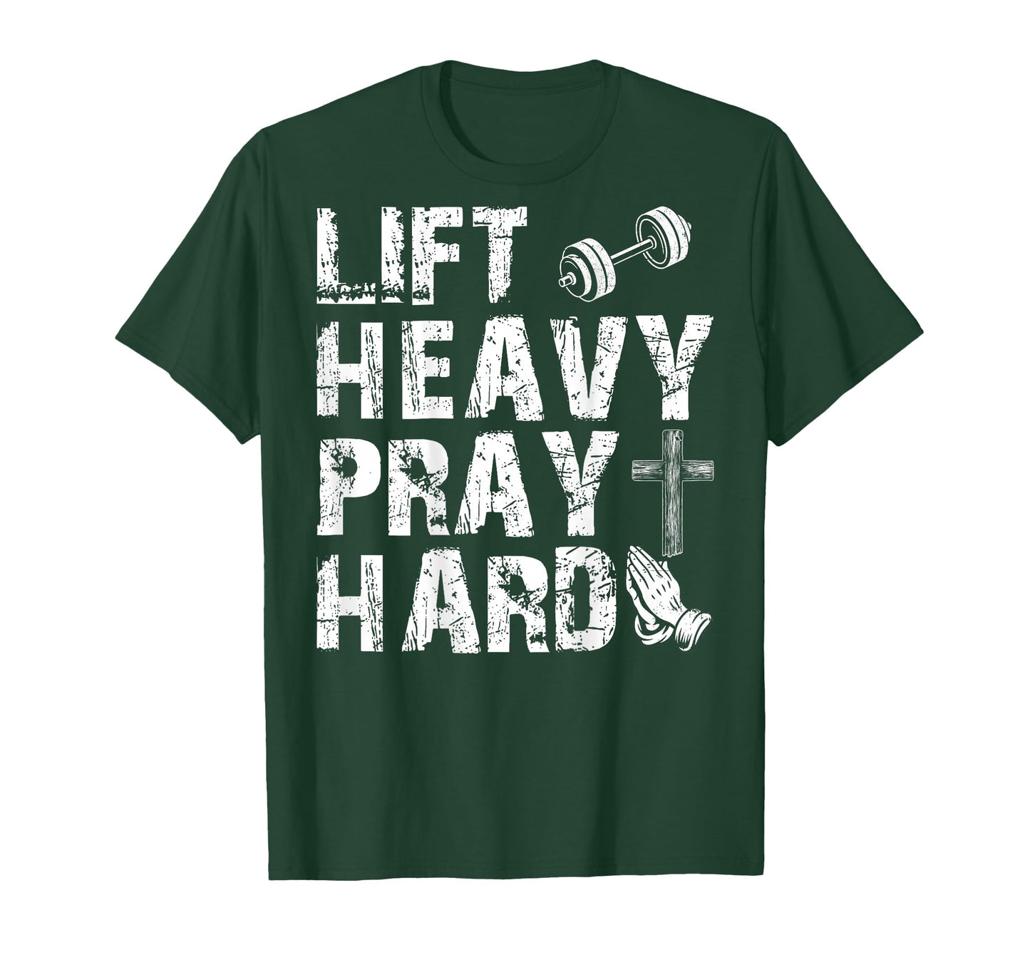 Lift Heavy Pray Hard Gym Workout Christian Gift On Back T-Shirt