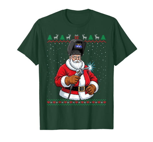 Santa Claus Welder Christmas Funny Ugly Sweater T-Shirt