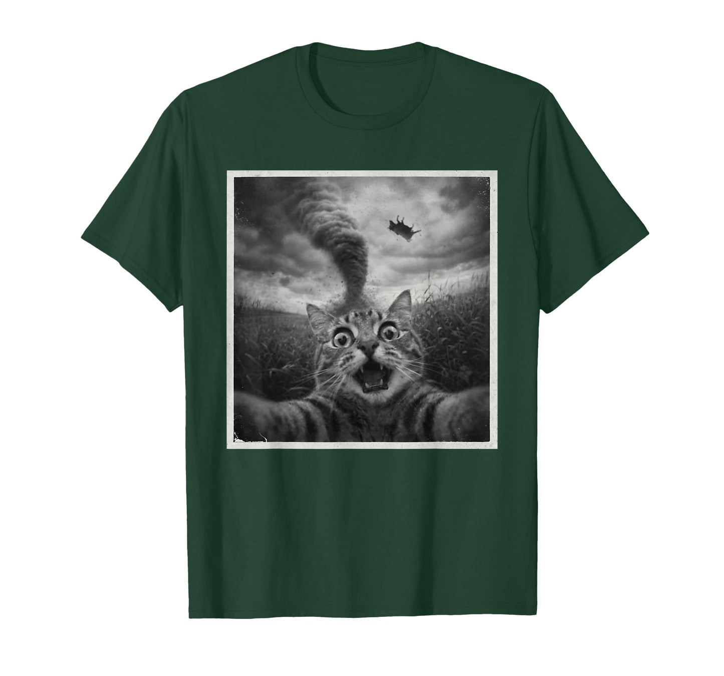 Cat Selfie with Disaster Tornado Sarcasm Funny Humor Meme T-Shirt