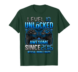 Official Double Digits Level 10 Unlocked 10th Birthday Boy T-Shirt