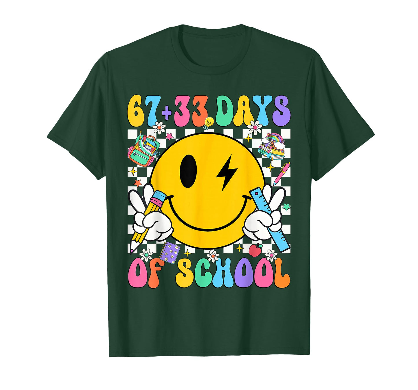 67 33 Days of School Vibes Smile Face 100 Days of School Kid T-Shirt