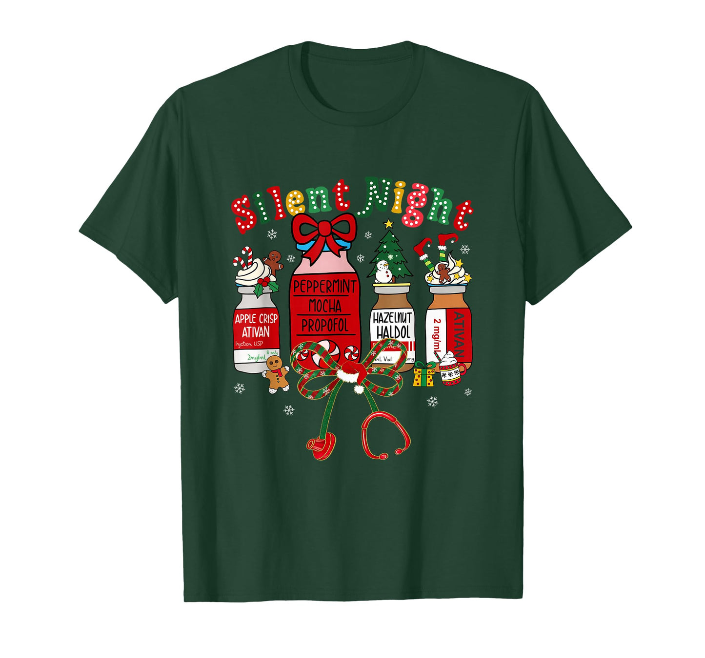 Silent Night Propofol Medical Nurse Christmas RN ICU Nursing T-Shirt