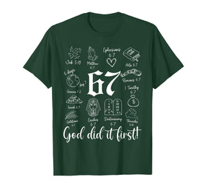 Vintage God Did It First 67 Six Seven Meme Christian Bible T-Shirt