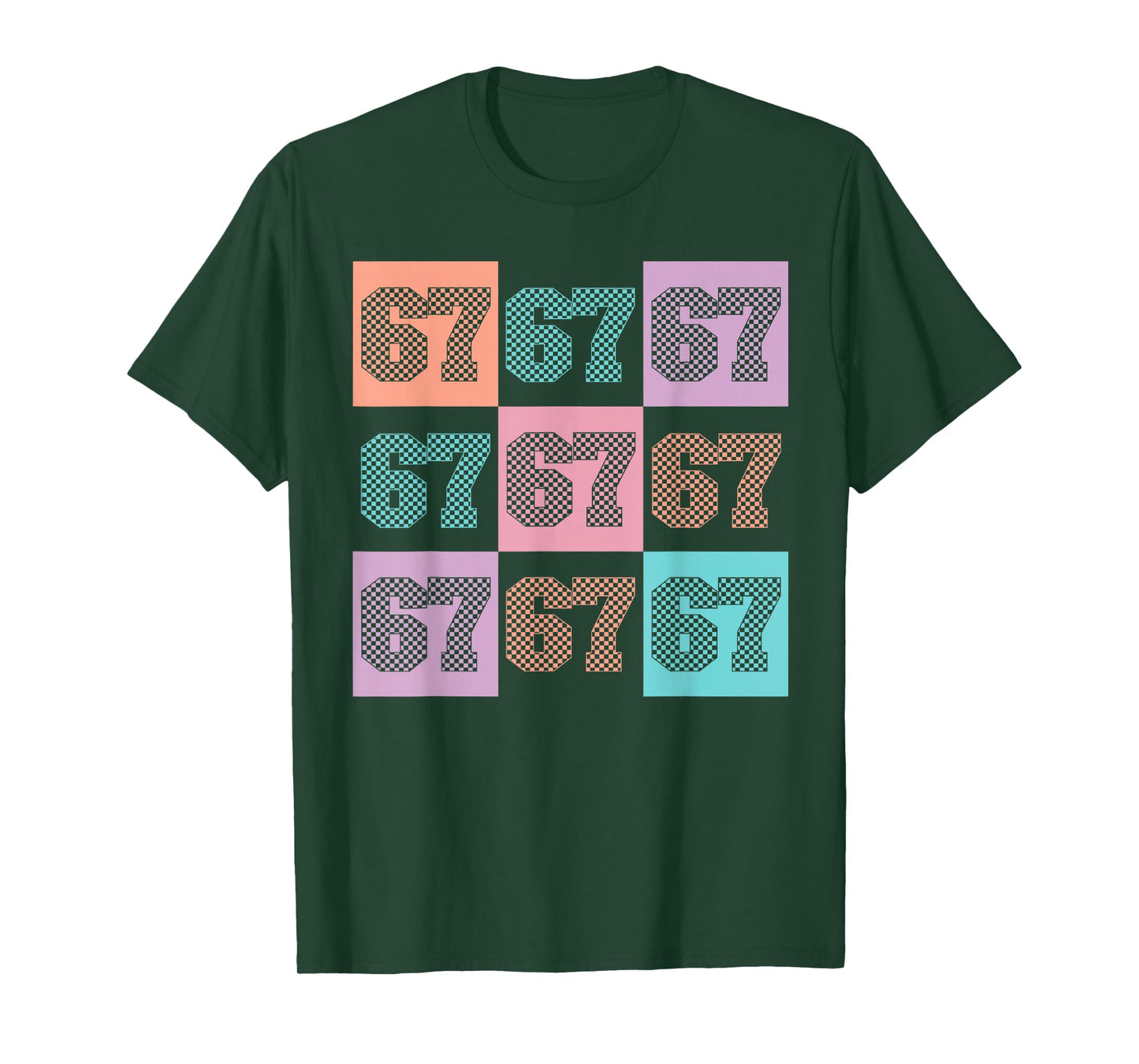 Six Seven Meme Funny 67 Checkered Teacher Kids Girls Boys T-Shirt