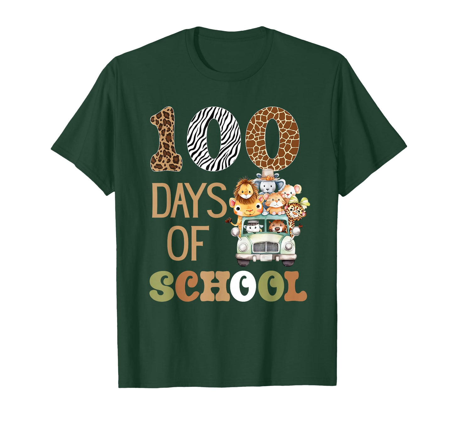 Wild 100 Days of School Zoo Safari Animals Happy 100th Day T-Shirt