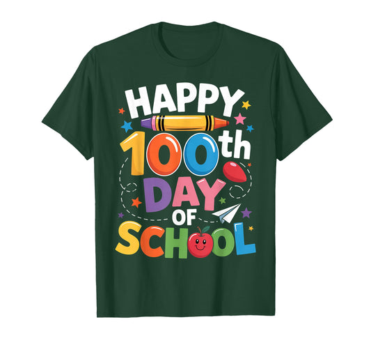 Happy 100th Day of School Kids - Fun & Colorful School T-Shirt