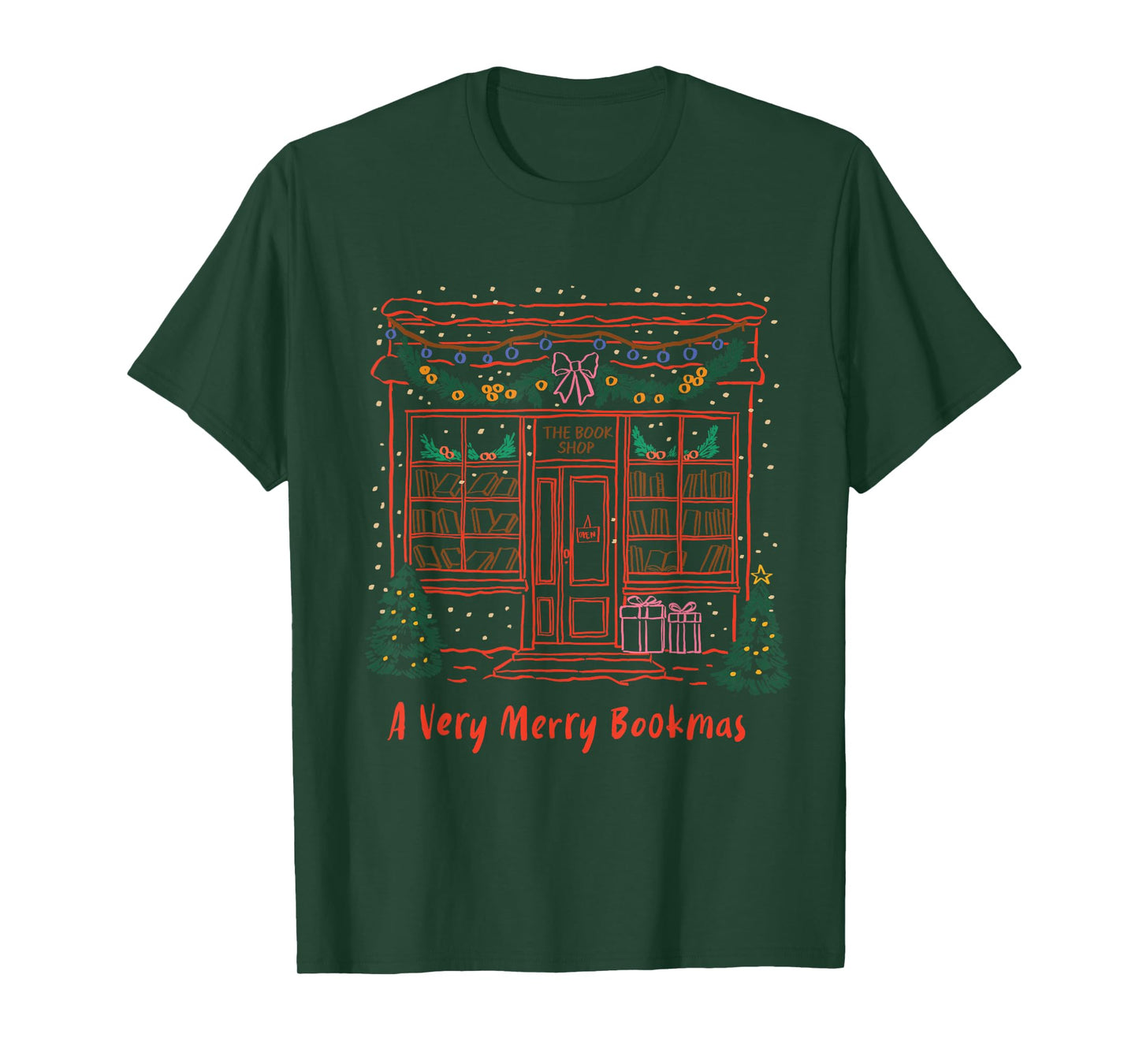A Very Merry Bookmas Cozy Christmas Bookstore Holiday Cute T-Shirt