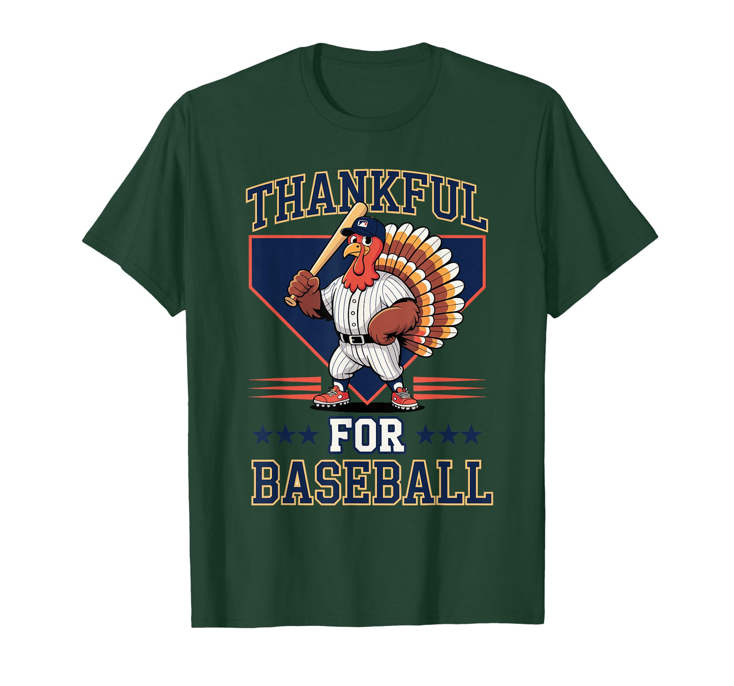 Thankful for Baseball Turkey Thanksgiving Holiday T-Shirt